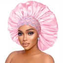 Bonnet de nuit pour femme avec imprimé floral et large bord Satiné taille unique 4