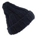 Bonnet en laine tricoté pour femmes Tricot à gros mailles Motif en côtes Large revers Coupe légèrement allongée Tour de tête 56 à 58 cm 23