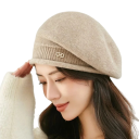 Bonnet en tricot élastique pour femmes avec doublure en polaire Bonnet d'hiver en polyester avec poche Bonnet en acrylique doux et chaud 5
