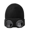 Bonnet en tricot résistant au vent avec lunettes Unisexe bonnet chaud pour le cyclisme et le ski Bonnet sportif multifonctionnel d'automne 2