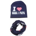 Bonnet et écharpe pour enfants I love mama et papa 6