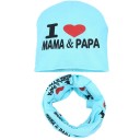 Bonnet et écharpe pour enfants I love mama et papa 9