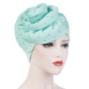 Bonnet pour femme en forme de turban avec une grande rose en tissu et de petites perles Élégant couvre-chef en coton Taille universelle 7