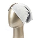 Bonnet pour femme style beanie avec bande de perles à motif léopard Coupe ample et fluide Mélange de coton et polyester Tour de tête 54 à 3
