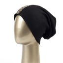 Bonnet pour femme style beanie avec bande de perles à motif léopard Coupe ample et fluide Mélange de coton et polyester Tour de tête 54 à 2