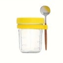Borcan alimentar din sticla 350 ml cu capac si lingura 12 x 9 cm Recipient sigilabil pentru gustare Borcan cu muesli Iaurt pentru munca Pranz 6