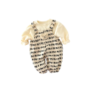 Børne bomulds romper uden ærmer med en bjørn og teksten MINI Beige baby romper med lomme og knapper på skuldrene til piger og drenge 2