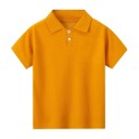 Børne polo t-shirt med korte ærmer og krave Enkeltfarvet polyester t-shirt med knapper Casual sports t-shirt til drenge og piger 7