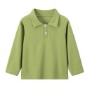 Børne polo t-shirt med krave og knapper Polyester t-shirt med lange ærmer Ensfarvet sportst-shirt til drenge og piger 1 Børne polo t-shirt med krave og knapper Polyester t-shirt med lange ærmer Ensfarvet sportst-shirt til drenge og piger 1