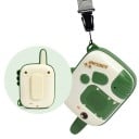 Børne walkie-talkies 2 stk. med dinosaurmotiv 11,3 x 7,3 x 4 cm betjening med én knap clips og snor blå og grøn til leg ude 3