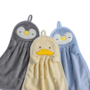 Børnehåndklæde 34 x 16 cm Polyester badehåndklæde med ophæng Sød pingvinmotiv til børn 2