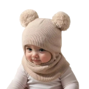 Børnehue med halsedisse 1-3 år 44-50 cm Pompon Akryl Vinter strikket balaclava til småbørn 4