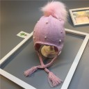 Børnehue med pompon og perler 9