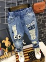 Børnejeans med katteprint 2
