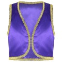 Børnekostume arabisk prins Guld denim vest til drenge Åben vest med guldkant Cosplay fest og Halloween kostume i polyester 1