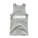 Børns bomulds tanktop med London tryk Enfarvet ærmeløs T-shirt med O-hals Bekvem sommer top til drenge og piger Forskellige farver 8