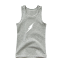 Børns bomulds tanktop med lynprint Enfarvet ærmeløs T-shirt med O-hals Komfortabel sommer top til drenge og piger Forskellige farver 7