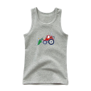 Børns bomulds tanktop med traktortryk Enfarvet ærmeløs T-shirt med O-hals Sommer top til drenge og piger 4
