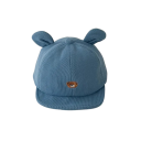 Børns ribbet kasket med ører Størrelse 44–47 cm 3–18 måneder Justerbar babyhue med broderi af en bjørn Bomuld polyester 1