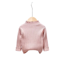 Børns strikkede sweater med høj krave Bomuld Viskose Ensfarvet sweater med lange ærmer Efterårs- og vintervarm top til drenge og piger Spædbørn 7