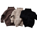 Børns strikket rullekravesweater 12M–6Y Efterårs- og vinter ensfarvet top til drenge og piger Blød bomulds- og polyesterbasis sweater Forskellige farver 10