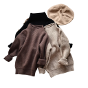 Børns strikket rullekravesweater 12M–6Y Efterårs- og vinter ensfarvet top til drenge og piger Blød bomulds- og polyesterbasis sweater Forskellige farver 11