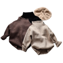 Børns strikket rullekravesweater 12M–6Y Efterårs- og vinter ensfarvet top til drenge og piger Blød bomulds- og polyesterbasis sweater Forskellige farver 12