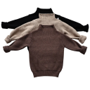 Børns strikket rullekravesweater 12M–6Y Efterårs- og vinter ensfarvet top til drenge og piger Blød bomulds- og polyesterbasis sweater Forskellige farver 14