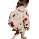 Børns vinterjakke beige med marihøne motiv Plyds bomulds-polyester jakke med lynlås og høj krave Varm behagelig vinterfrakke 3