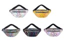 Borsa a cintura da donna con farfalle colorate Stampa arcobaleno lucida Due tasche con zip Cintura regolabile con fibbia Pelle PU 31 x 13 x 18,5 cm 6