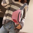 Borsa a cintura da donna in tessuto scintillante Zip di colore oro Ampia tracolla con stampa e fibbia Indossabile intorno alla vita 6