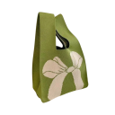 Borsa a maglia da donna con fiocco 20x35 cm poliestere fodera in cotone borsa a mano per uso quotidiano e piccoli oggetti 3