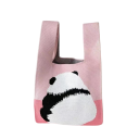 Borsa a maglia da donna con motivo panda 20x35 cm in poliestere con fodera in cotone 1