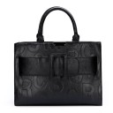Borsa a mano e a spalla da donna Forma quadrata Motivo con lettere grandi Cintura decorativa con grande fibbia Pelle sintetica 32 x 13 x 1