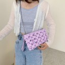 Borsa a pochette da donna 26 x 16 x 5 cm Motivo intrecciato in rilievo Laccio per il polso Forma rettangolare piatta Da portare a mano 7