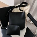 Borsa a spalla da donna in PU pelle 28 x 27 x 9,5 cm Forma quadrata minimalista Tracolla larga regolabile con fibbia 1