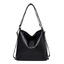 Borsa a spalla grande nera da donna in pelle sintetica Borsa morbida e spaziosa con tracolla lunga e accessori in metallo 35 x 35 x 16 cm 4