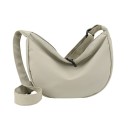Borsa a spalla in tela da donna Forma morbida a mezzaluna Chiusura a zip Ampio manico in tessuto Dimensioni compatte 21 x 21 x 12 cm 5