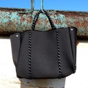 Borsa a tracolla da donna 38 x 30 x 14 cm Grande borsa shopper perforata Morbida e flessibile Maniglie in corda passate nei tunnel 2