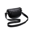 Borsa a tracolla da donna a forma di mezzaluna Ampia tracolla in pelle vera e poliestere Tasca posteriore con zip 25 x 16 x 7,5 cm 12