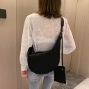 Borsa a tracolla da donna a forma di mezzaluna Chiusura a zip Piccola pochette inclusa Tracolla con moschettoni in metallo 8