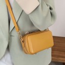 Borsa a tracolla da donna a forma di scatola Chiusura con zip Piedini metallici Tracolla regolabile con moschettoni PU pelle 17 x 10 x 13