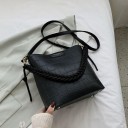 Borsa a tracolla da donna a forma di secchio con motivo coccodrillo Orecchio intrecciato con nodi decorativi Lunga tracolla in PU 2