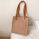 Borsa a tracolla da donna a forma di shopper 27 x 31 x 11 cm In ecopelle PU Maniglie lunghe con fibbia Occhielli metallici rotondi 1