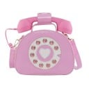Borsa a tracolla da donna a forma di telefono retro con tastiera e auricolare con cavo attorcigliato in PU e poliestere 21 x 16 x 9 cm 3