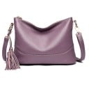 Borsa a tracolla da donna con chiusura a zip e nappina Tasche con zip posteriori e interne Vera pelle morbida Dimensioni 26 x 19 x 10 cm 3