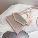 Borsa a tracolla da donna con cristalli scintillanti Manico superiore e tracolla removibile Patta a forma di busta in PU e poliestere 19 x 4