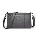 Borsa a tracolla da donna con cuciture a rettangoli Chiusura con zip Tracolla con moschettoni Vera pelle e poliestere 24 x 15 x 10 cm 2