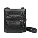 Borsa a tracolla da donna con diverse tasche con zip Borsa a spalla in PU e cotone Aspetto di pelle stropicciata Dimensioni 25 x 23 x 5 cm 2
