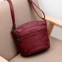 Borsa a tracolla da donna con diverse tasche con zip Forma arrotondata Tracolla regolabile Orecchino decorativo in metallo 24 x 22 x 11 7